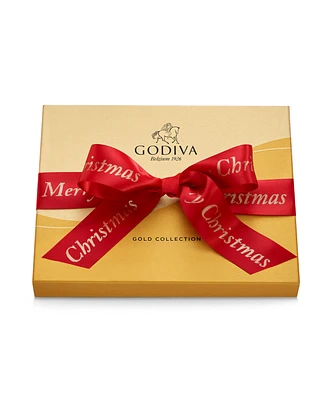 Godiva Holiday Gold Ballotin Chocolate Gift Box with Merry Christmas Ribbon