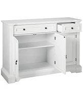 Kings Brand Furniture Wood Buffet Breakfront Cabinet Console Table with Storage, Drawers, Shelves (White)