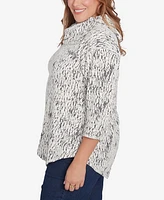 Ruby Rd. Plus Size Split Cowl Neck Chenille Jacquard Knit Top