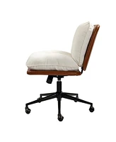 Hulala Home Lindsay Mid Century Modern Task Chair Faux Leather +Polyester/Polyester Blend