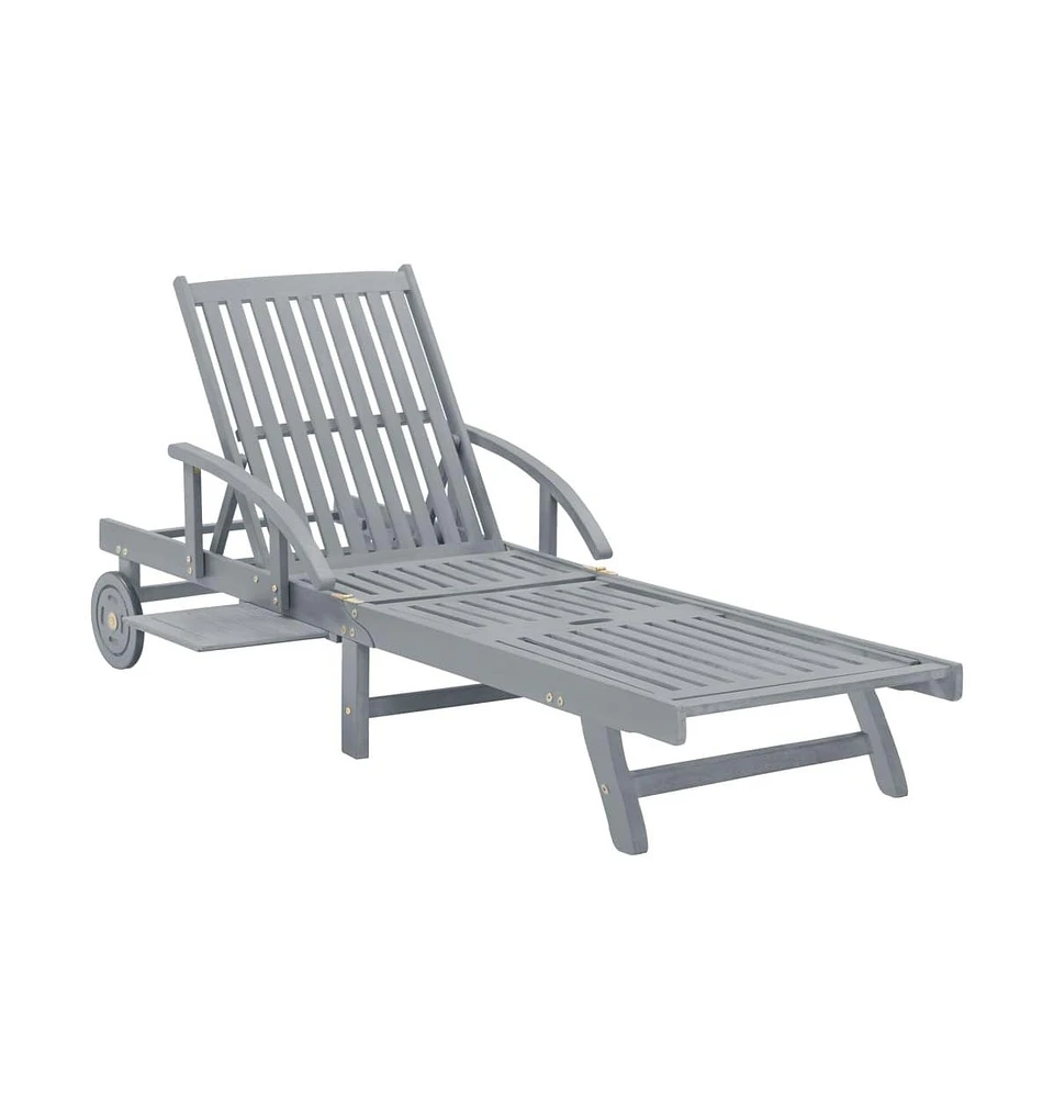 vidaXL Patio Sun Lounger Gray Solid Acacia Wood