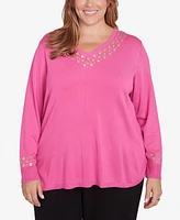 Ruby Rd. Plus Grommet Embellished Fine Gauge Sweater