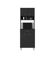 Depot E-Shop Helis 60 Pantry Double Door Cabinet, One Drawer, Four Legs, Three Shelves