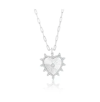 Simona Sterling Silver, D-c Heart Cz Border Paperclip Necklace