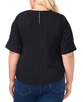 Vince Camuto Plus Size Metallic Stripe Short-Sleeve Top, Created for Macy's