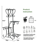 Unho 4 Tier Plant Stand Outdoor Garden Metal Flower Display Rack Shelf Home Decor