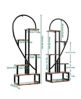 Unho 2 Pack Half Heart Shaped Ladder Planter Pot Holder Multilayer Display Shelf