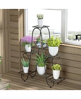 Unho 7 Tier Metal Plant Holder Stand Patio Corner Plant Shelf Decorative Flower Stand