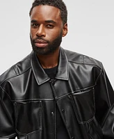 Mode of One Men's Faux-Leather Trucker Jacket, Exclusively at Macy's