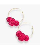 Rita Raffia Poms Hoop Earrings