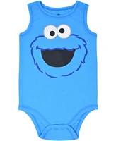 Sesame Street Baby Boys Elmo Cookie Monster Bird Newborn Baby 5 Pack Cuddly Short Sleeve Bodysuits