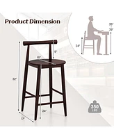 Costway Bar Chair Counter Height Stools Set of with Acacia Wood Frame Supporting Legs
