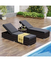 Costway Pcs Chaise Lounge with 4-level Backrest Heavy-Duty Metal Frame Seat Cushion