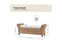 Hulala Home Burkhard Boho Ratten Storage Bench with Solid Wood Legs