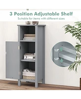 Gymax Bathroom Storage Organizer Narrow Floor Cabinet w/ 2-Tier Cabinet Open Compartment