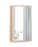 Gymax Bathroom Medicine Cabinet w/ Mirror 2 Adjustable Cabinet Shelves Natural