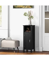 Gymax Bathroom Storage Organizer Narrow Floor Cabinet w/ 2-Tier Open Compartment