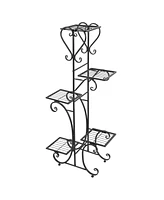 Unho 5 Tier Tall Plant Stand Metal Shelf Flower Pots Display Holder Outdoor Garden