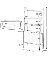 Hulala Home Augusto Mid-century Modern 76'' H x 36'' W Solid Wood Ladder Bookcase with Solid Wood Legs