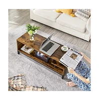 Yaheetech Modern Industrial Free Standing Tv Table Wood Media Console Table with Storage Shelf