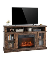 Costway 58" Fireplace Tv Stand with 1400W Electric Fireplace for TVs up to 65 Inches