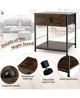 Gymax 2-tier Nightstand Bedside End Sofa Coffee Table for Bedroom Living Room