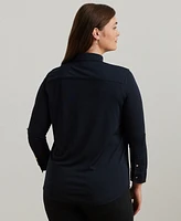Lauren Ralph Plus Roll-Tab-Sleeve Shirt