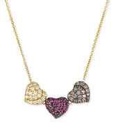 Godiva x Le Vian Passion Ruby (1/3 ct. t.w.) & Diamond (5/8 ct. t.w.) Pave Heart Statement Necklace in 14k Yellow Gold, 17" + 2" extender