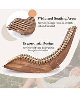 Pcs Outdoor Acacia Wood Rocking Chair with Widened Slatted Seat and High Back