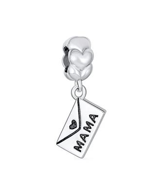 Bling Jewelry Letter Envelope Mother Heart Word Mama Dangle Bead Charm .925 Silver