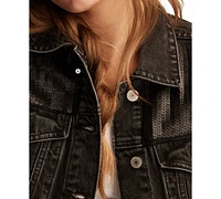 Lucky Brand Women's Sequin Denim Trucker Jacket