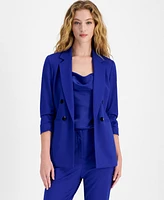 Bar Iii Women's Ruched-Sleeve Open-Front Blazer, Created for Macy's