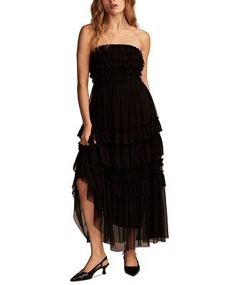 Lucky Brand Women's Tulle-Ruffle Tube Maxi Dress