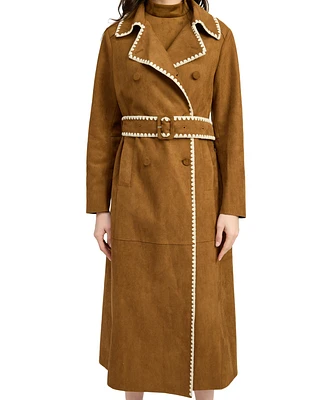 En Saison Women's Logan Faux-Suede Belted Trench Coat