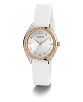 Guess Women's Analog White Silicone Watch 30mm