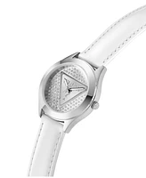 Guess Women's Analog White Genuine Leather Watch 34mm