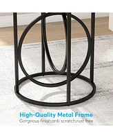 Tribesigns Modern Round End Table Set of Two with Thick Wood Top, 20”Sofa Side Table Coffee Table with Unique Black O