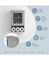 Gymax Wall Mounted Bathroom Cabinet Storage Organize Hanging Medicine Adjustable Shelf