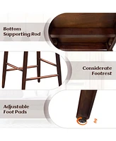 Costway Bar Chair Counter Height Stools Set of with Acacia Wood Frame Supporting Legs