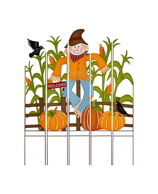 Glitzhome 41.5"H Fall Metal Scarecrow Corns Combo Yard Stake