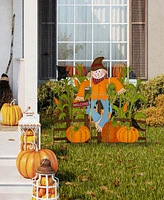 Glitzhome 41.5"H Fall Metal Scarecrow Corns Combo Yard Stake