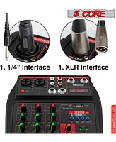 5 Core Audio Interface Mixer 4 Channel Pc Xlr Bluetooth Usb Dj Music Podcast Karaoke Sound Board Mx 4CH