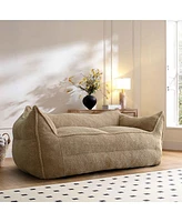 Maison Boucle Upholstered Teddy Fabric Bean Bag Loveseat Sofa-Maison