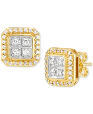 Grown With Love Men's Lab Grown Diamond Square Halo Cluster Stud Earrings (1/2 ct. t.w.) in 10k Gold