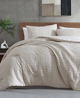 Kenneth Cole New York Serenity Wavy Lines Beige Embossed 2-Pc. Duvet Cover Set, Twin