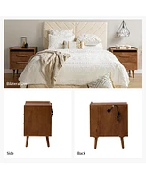 Hulala Home Mid-century Lisa 3-Drawer Nightstand with Solid Wood Legs