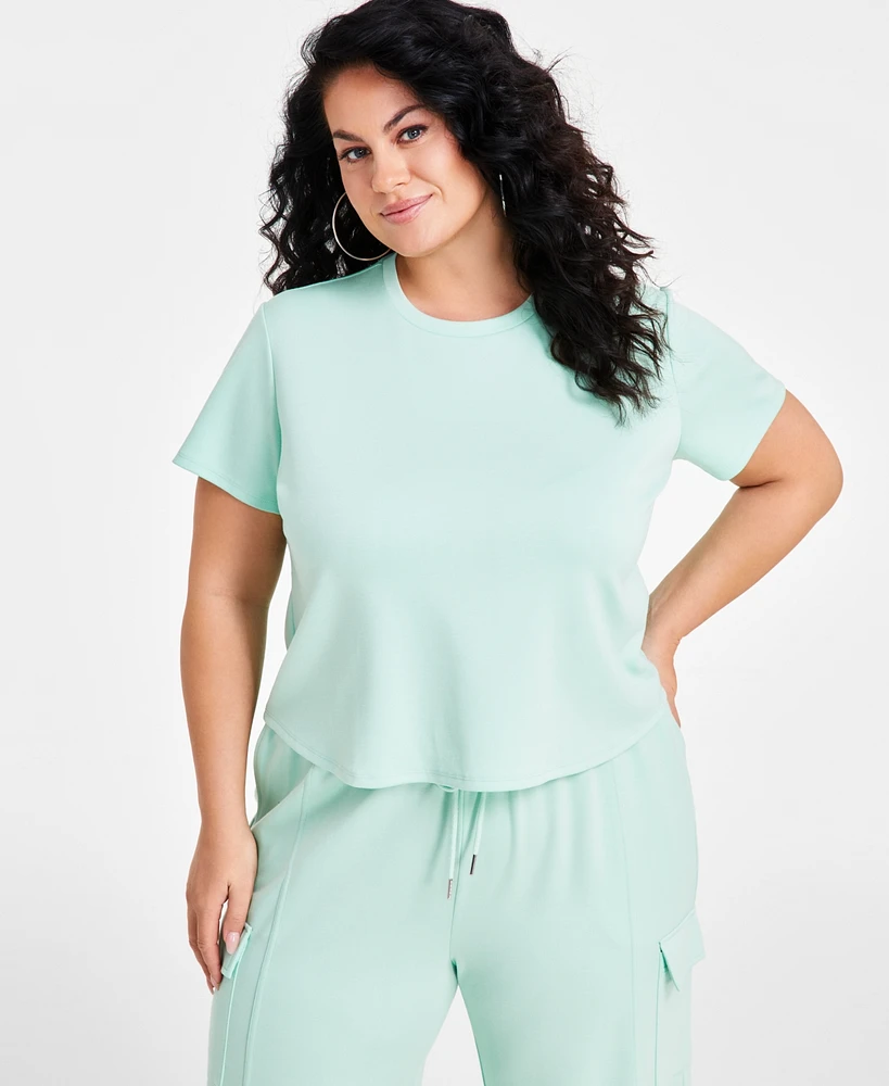 Nina Parker Trendy Plus Size Short-Sleeve Crewneck Tee