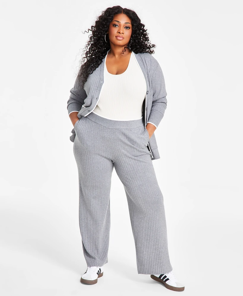 Nina Parker Trendy Plus Rib-Knit Sweater Pants