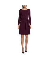 Lands' End Petite Boatneck Long Sleeve Tie Waist Dress