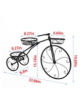 Unho Indoor Outdoor 3 Tiers Iron Garden Flower Stand Bicycle Shape Plant Rack Shelf